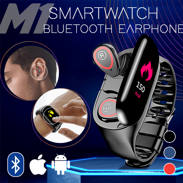 M1 Smart Watch Bluetooth-compatible Headphones Wireless Earphones Ear buds Wearbuds 2 In 1 Smartwatch Bracelet Tws Headset