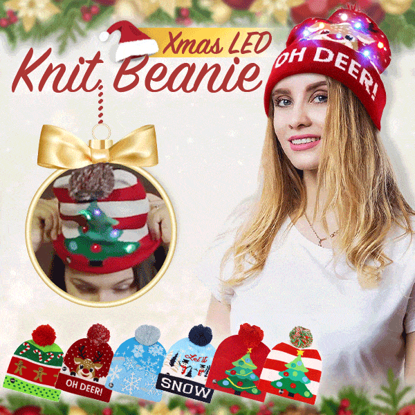 LED Christmas Hat Sweater Knitted Beanie Christmas Light Up Knitted Hat Christmas Gift Xmas New Year Decorations