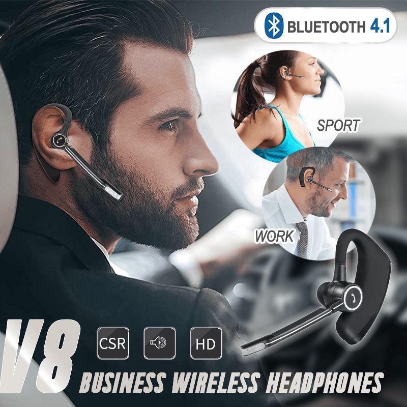 V8S USB Powered Bluetooth-compatible Earphones with Ear Hook Noise Reduction Business Wireless Hands Free Headset with Micphone