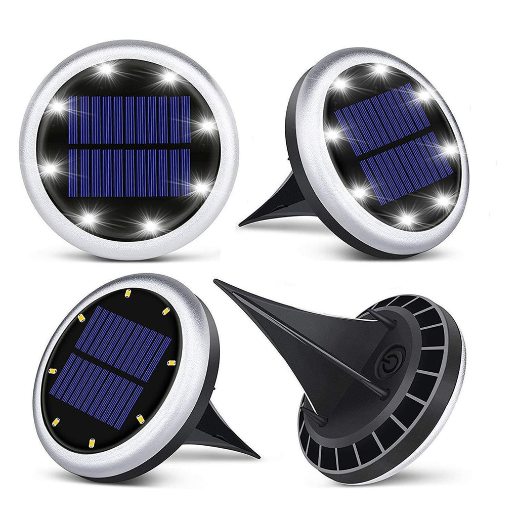 8 LED Solar Ground Lights Outdoor Waterproof Landscape Disk Lamp for Garden Pathway Yard Deck Patio Walkway