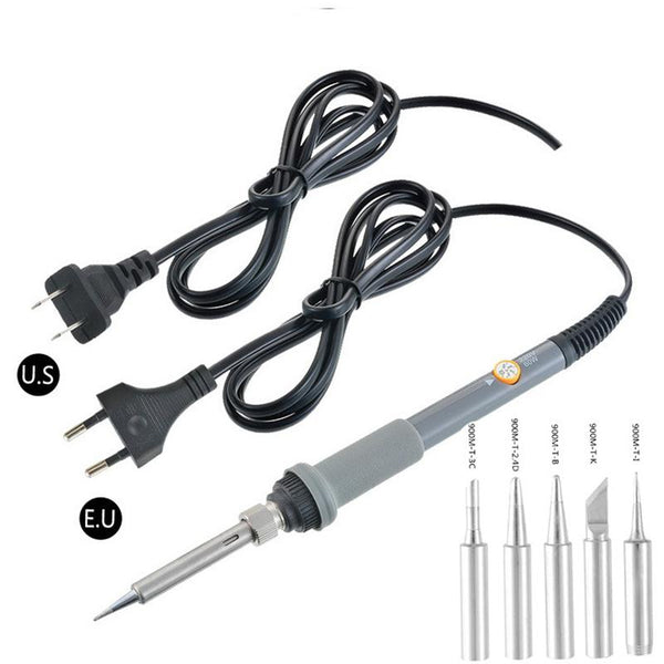 110V/220V 60W Electric Soldering Iron Adjustable Temperature Soldering Gun Welding Rework Repair Tool With 5pcs Solder Tips