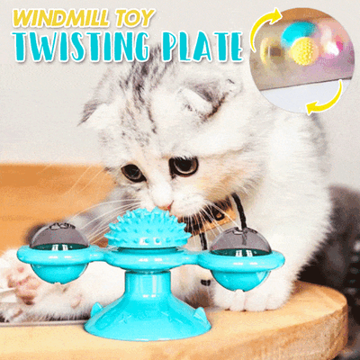 Cat Windmill Toy Funny Massage Rotatable Cat Toys With Catnip LED Ball Teeth Cleaning Pet Products