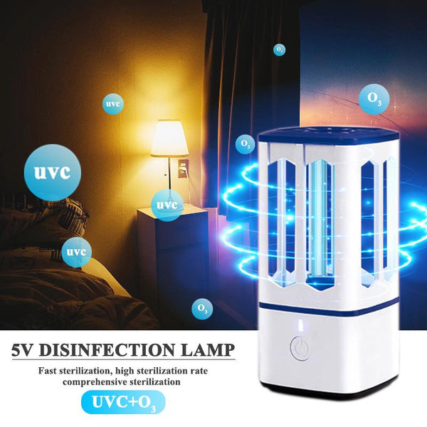 Portable UVC Lamp Sterilizer Germicidal UV Lamp Car Ultraviolet Disinfection Lamp UVC+Ozone USB Rechargeable for Home Bedroom Wardrobe