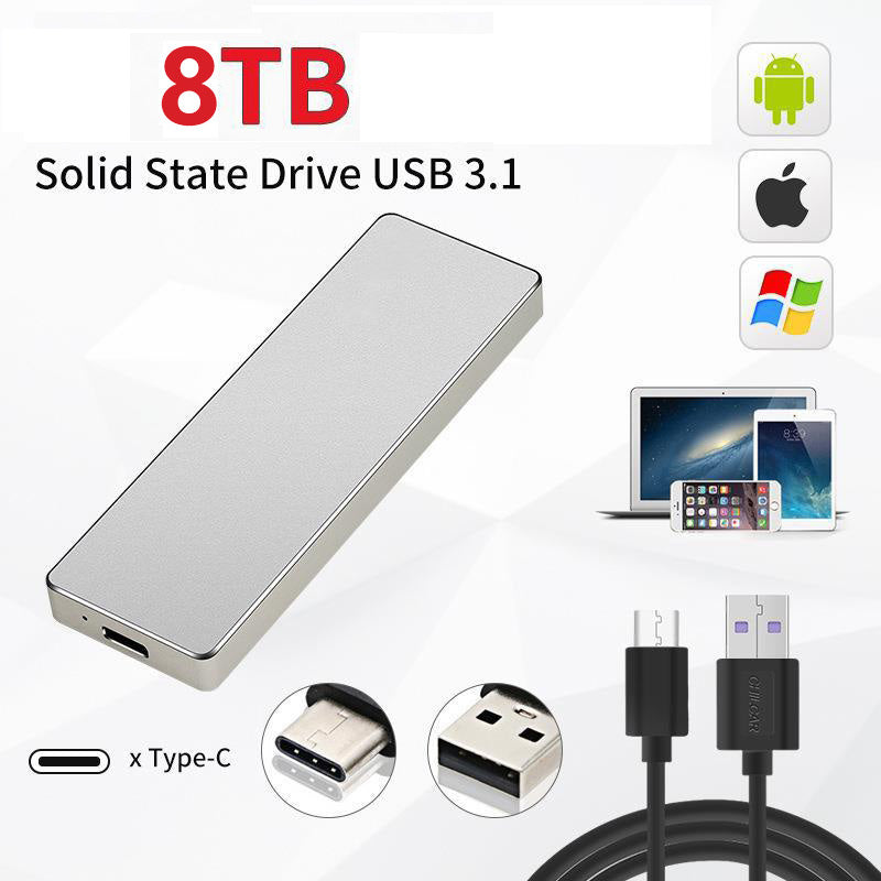 New Alloy Mini Slim SSD Hard Drive High Speed Mobile Solid State Drive Large Capacity Hard Disk External USB 3.1
