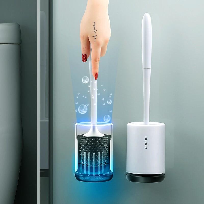 Silicone TPR Toilet Brush and Holder Quick Drain Cleaning Brush Tools for Toilet Household WC Bathroom Accessories Sets