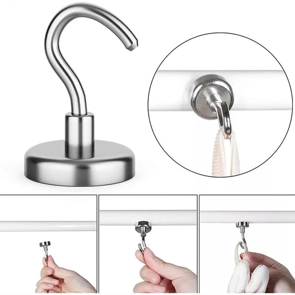 4PCS Anti-theft door refrigerator iron frame magnetic hook free punch no trace magnetic hook