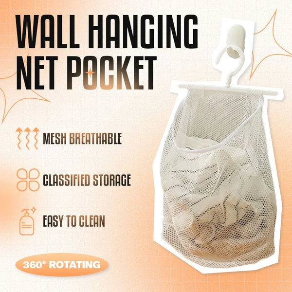 Environmentally friendly wall-mounted net pockets for clothing vegetables and other storage bags can be rotated 360°