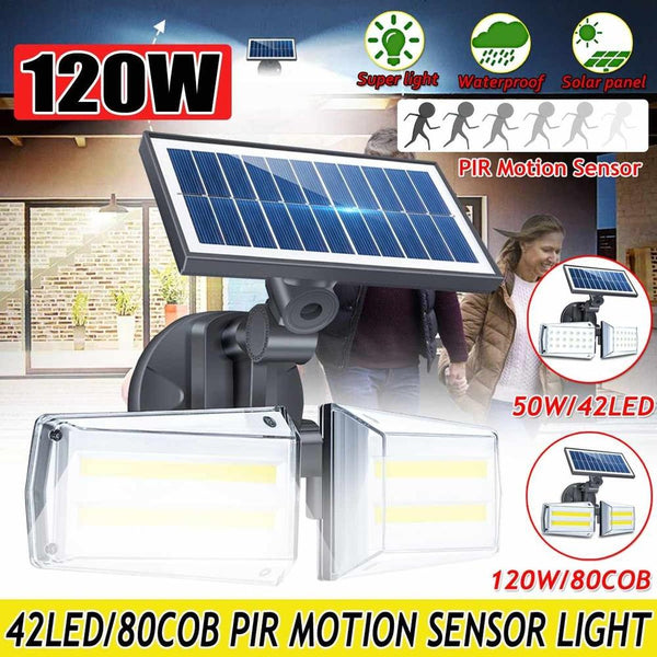 80COB / 42Led Solar Motion Sensor Light Waterproof Wall Lamp Double head rotatable Garden Light Solar Lamps Powered Sunlight