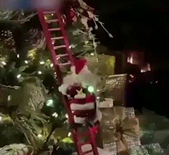 Electric Climbing Ladder Santa Claus Christmas Figurine Ornament Climb Up The Beads and Go Down Repeatedly Kids Toy Gifts