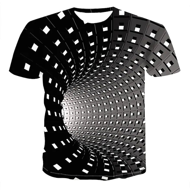 Men's Unisex T shirt Graphic Optical Illusion Round Neck 3D Print Casual Short Sleeve Clothing