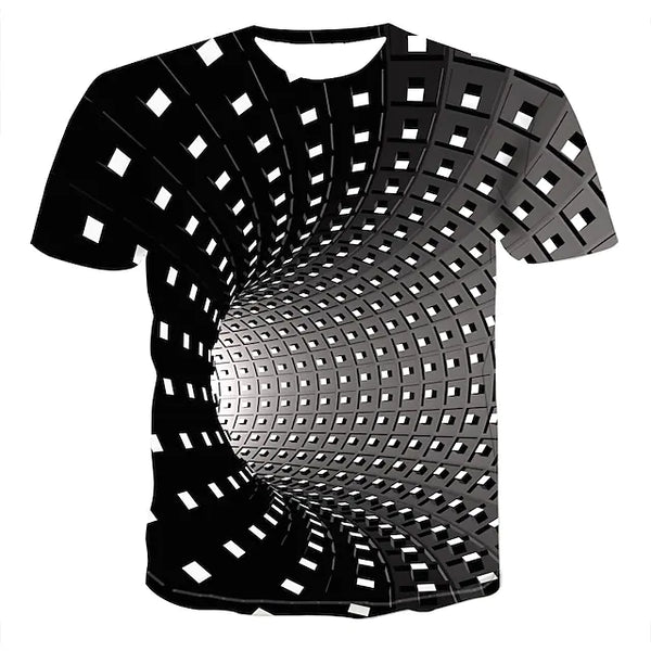 Men's Unisex T shirt Graphic Optical Illusion Round Neck 3D Print Casual Short Sleeve Clothing
