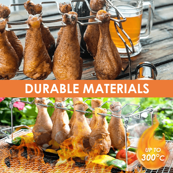 Perfect Chicken Rack BBQ stainless steel roast chicken rack WITH TRAY – dinoinbox