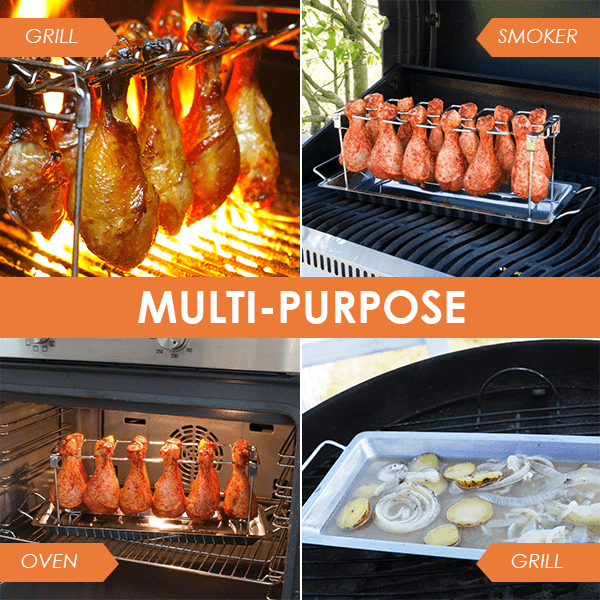 Perfect Chicken Rack BBQ stainless steel roast chicken rack WITH TRAY – dinoinbox
