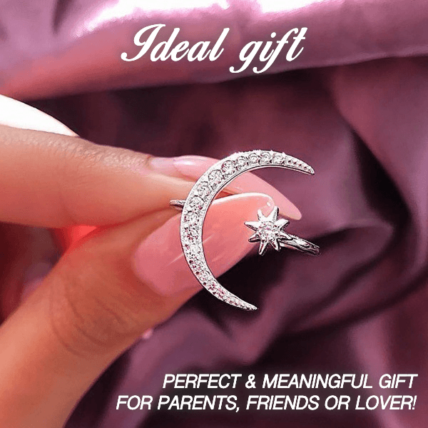 Moon & Star Adjustable Ring