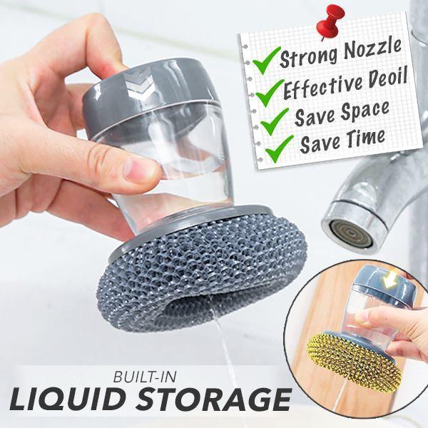 Kitchen Soap Dispensing Palm Brush Automatic Liquid Adding PET Ball Pot Brush Cleaner Push-type Brush Kitchen Detergent Tools