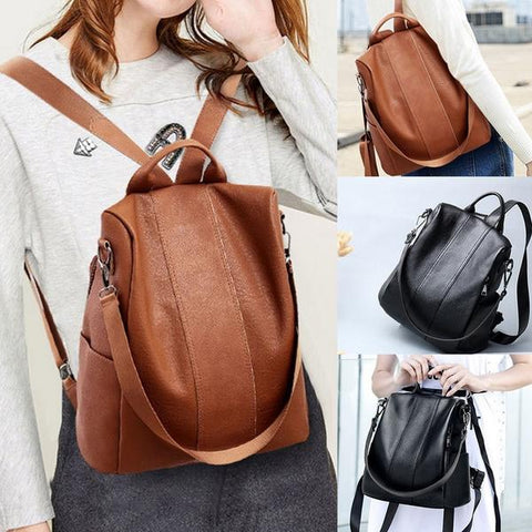 Leather Backpack Trendy Versatile Backpack Dual-purpose Women's Bag Anti-theft Travel Backpack Shoulder Bag