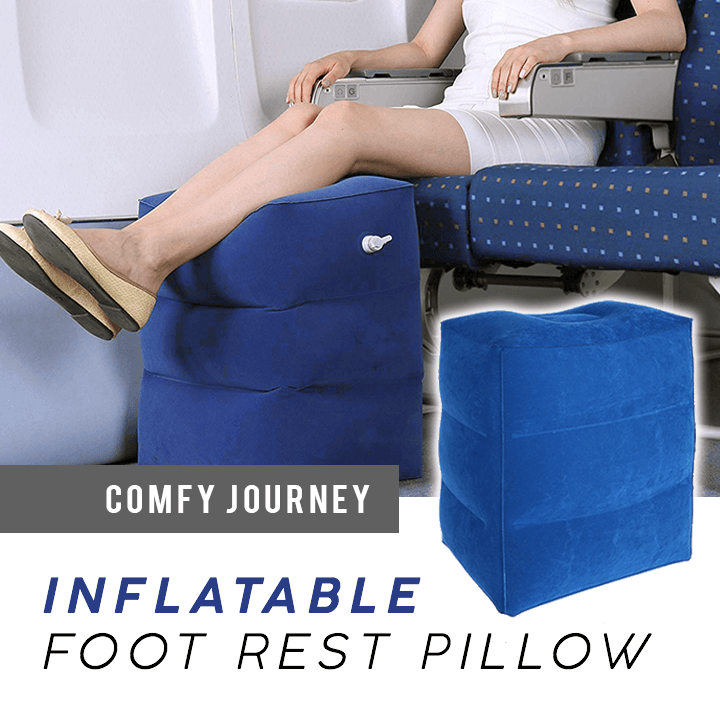 Portable Inflatable Ottoman Work Long Travel Sleeping Footrest Inflatable Cushion Blue
