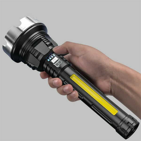 50000Lm COB+LED Flashlight Long Range Rechargeable Torch Work Light Lamp
